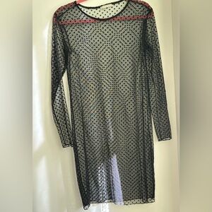 Zara Black and Red Long Sleeve Dress